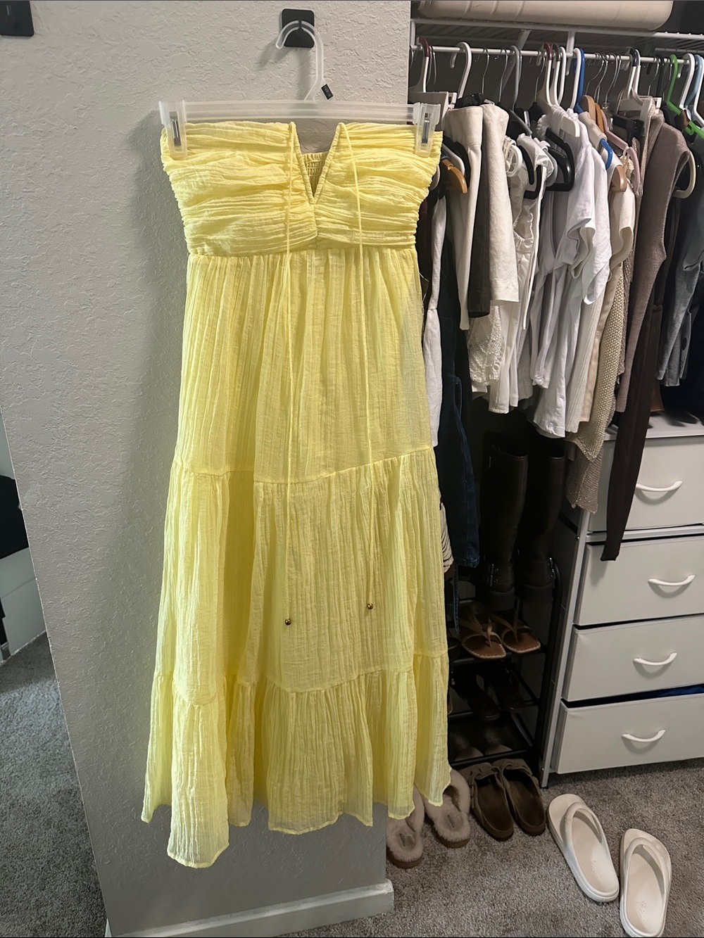 Tie neck Yellow Maxi Dress